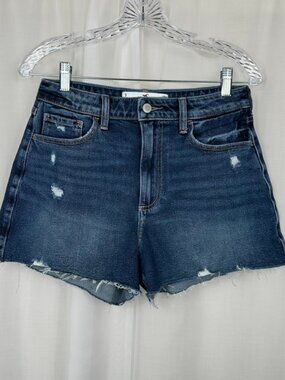 Hollister Women's Curvy Ultra High Rise Mom Denim Shorts 5/27 Distressed Stretch
